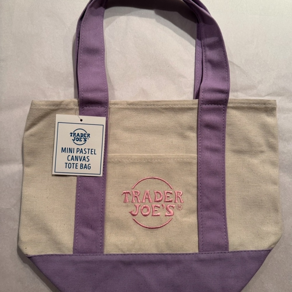 Trader Joe’s Mini Pastel Canvas Tote Bag *Lavender* NWT Free Gift